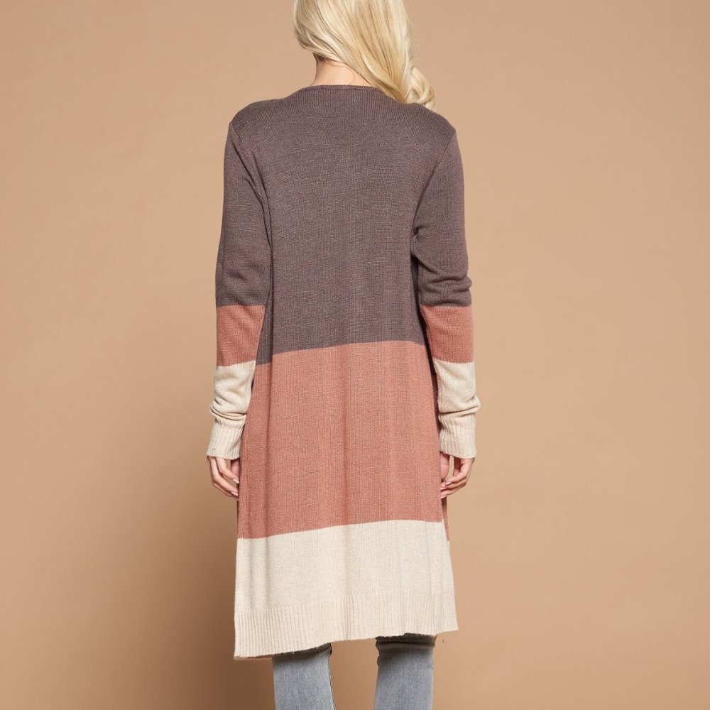 Long Sleeve Color Block Cardigan - Picture 3 of 6